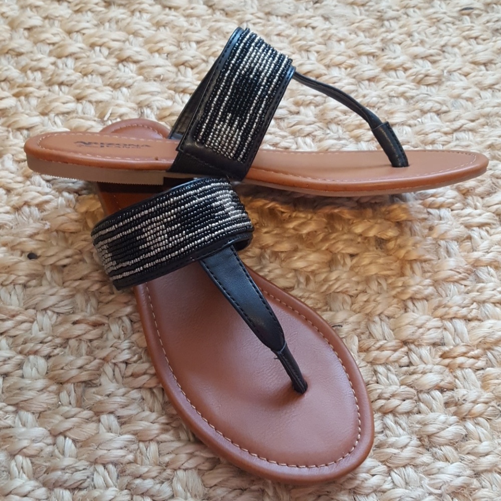 Beaded Black Flat